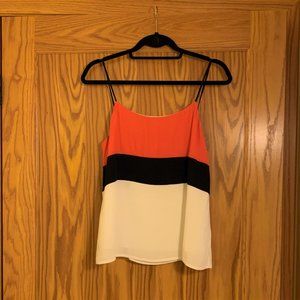 BR color block top - coral/orange, white, black